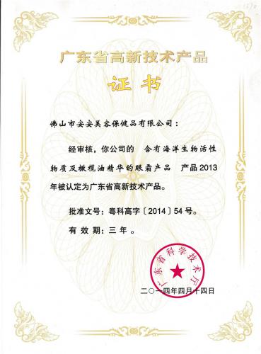 2013广东省高新手艺产品证书